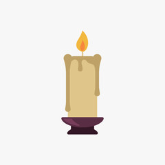 Burning candle flat icon isolated on white background. Simple candle sign symbol in flat style.  Candle Vector Element.