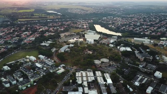 Aerial view of Sao Paulo and Unicamp University of Campinas, Brazil