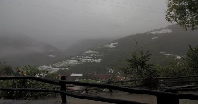Time-lapse view of foggy surroundings of Caleao, In Parque Natural de Redes, Asturias, Spain