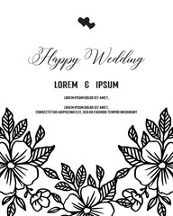Wedding ornament concept with floral hand draw vector art