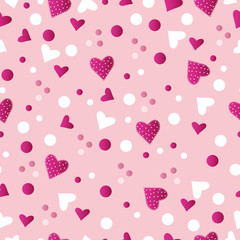 Vector seamless pattern. Valentine's day ornament with hearts. Romantic tiled pattern for wrapping paper and wallpaper design.