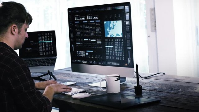 A programer hacker trying to breached the computer security by using algorithm source code to exploit weakness in password security