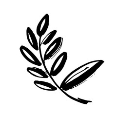 Leaf icons isolated on white background. Logo sign design. Modern brush ink illustration. Vector