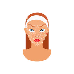 Face recognition. Woman Face. Video search for a criminal.