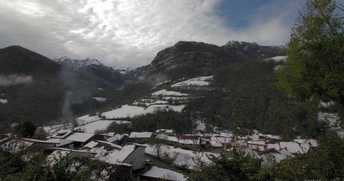 Time-lapse view of mountains from Caleao, In Parque Natural de Redes, Asturias, Spain