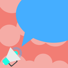 Business Empty template for Layout for invitation greeting card promotion poster voucher. Megaphone with Sound Volume Icon and Blank Color Speech Bubble Vector