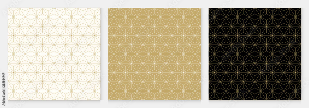 Aufkleber Background pattern seamless cube and triangle abstract gold luxury color geometric vector.