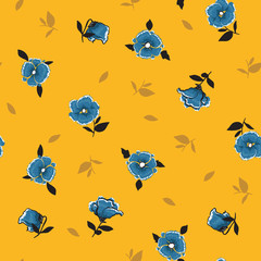 Beauitiful summer wind blowing  Floral pattern in the many kind of flowers. Wild botanical  Seamless vector texture. For fashion prints.