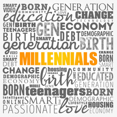 Millennials Word Cloud Social Concept collage background