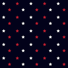 Seamless vector pattern with stars on navy blue .