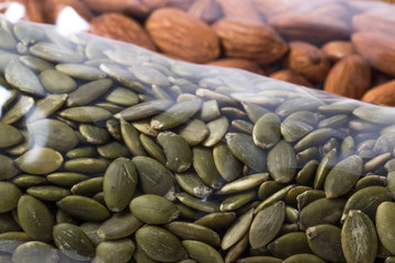 background texture of green pumpkin seeds