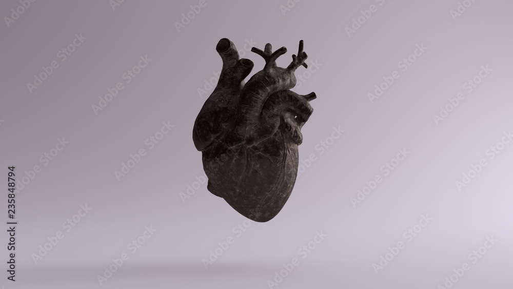 Wall mural old dusty iron anatomical heart 3d illustration 3d render