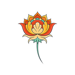 Indian floral ornament. Abstract eastern pattern. Colorful vector element for cloth print or holiday card