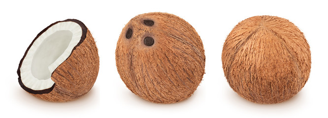 Set of coconuts isolated on a white.
