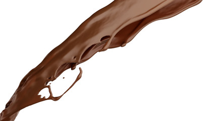 Chocolate splash isolated on white. 3d render