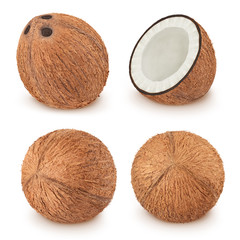 Set of coconuts isolated on a white.