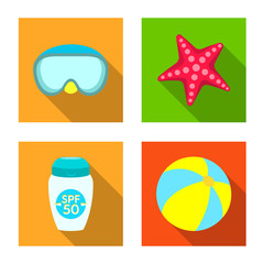 Vector illustration of equipment and swimming sign. Collection of equipment and activity vector icon for stock.