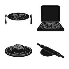 Vector illustration of pizza and food logo. Collection of pizza and italy stock symbol for web.
