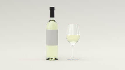 Bottle of white wine and a glass