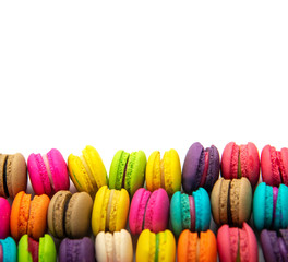 A french sweet delicacy, macaroons variety closeup.macaroon colourful texture.