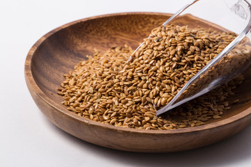 Brown flaxseed, organic food.