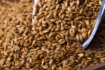 Brown flaxseed, organic food.