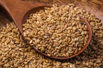 Brown flaxseed, organic food.
