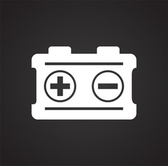 Car battery icon on black background for graphic and web design, Modern simple vector sign. Internet concept. Trendy symbol for website design web button or mobile app.