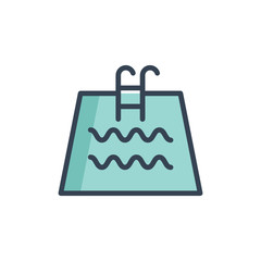 water pool icon vector with fill outline style. holiday icon