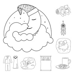 Isolated object of dreams and night icon. Collection of dreams and bedroom stock vector illustration.