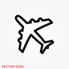 Plane icon on white background, airplane vector Illustration