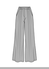 Pants fashion flat technical drawing template
