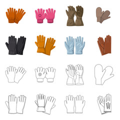 Vector illustration of glove and winter logo. Set of glove and equipment stock symbol for web.