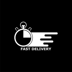 Fast delivery icon, Speed Time Icon Logo on dark background