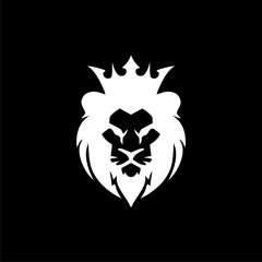 Lion head logo or icon on dark background