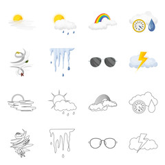 Vector illustration of weather and climate logo. Collection of weather and cloud vector icon for stock.