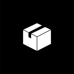 Package Delivery logo, Box icon on dark background