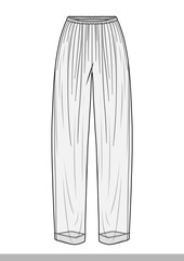 Pants fashion flat technical drawing template