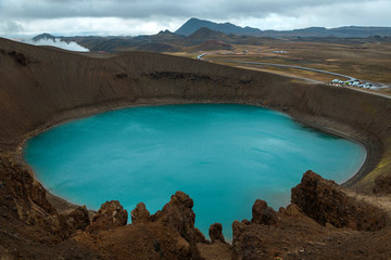 Crater with blue lake
