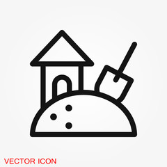Beach icon vector of vacation and tourism, summer symbol