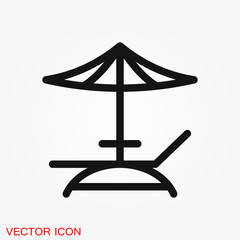 Beach icon vector of vacation and tourism, summer symbol