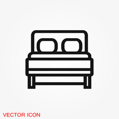 Bed icon vector, flat symbol on background.