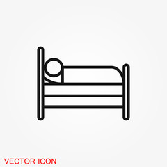 Bed icon vector, flat symbol on background.