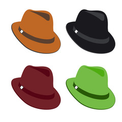 Vector collection of colorful hats for men