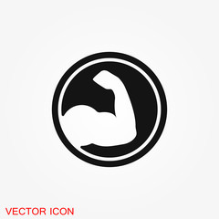 Biceps icon, muscle strength or power vector icon