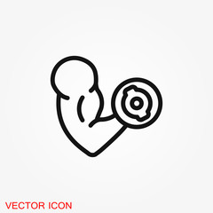Biceps icon, muscle strength or power vector icon