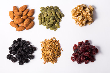 Variety of tasty fresh nuts.