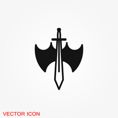 Sword icon, vector flat icon illustration isolated on background.