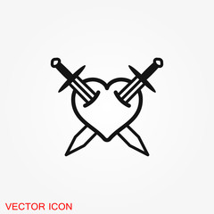 Sword icon, vector flat icon illustration isolated on background.