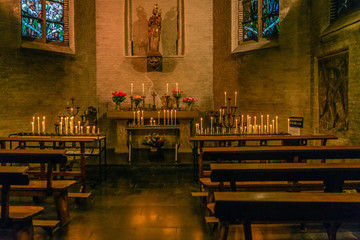 Fototapeta na wymiar St. Joost chapel built around 1300 in the Dutch city of Breda. From 1637 the chapel was used for other purposes. Since 1947, after restoration, it is again a chapel, now dedicated to St. Mary.